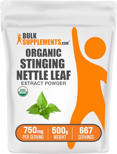 BulkSupplements.com Organic Stinging Nettle Extract Powder - Nettle Leaf Extract, Herbal Supplement - Vegan & Gluten Free, 750mg per Serving, 500g (1.1 lbs) (Pack of 1)