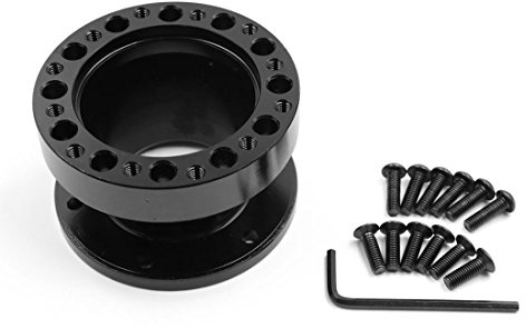 sourcing map Lenkradnabenadapter Abstandshalter Schwarz 51mm 1pc Universal | Aluminiumlegierung, Eisen, Höhenverstellbar, Kratzfest, Korrosionsbeständig, Inklusive Befestigungsteile