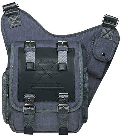 KAUKKO Herren Messenger-Bags Verstellbarem Sling Bag Retro Brusttasche Perfekt für Outdoorsport, Wandern, Radfahren, Schule 3.6 L (Grau JNL-FH03-1-09-FBA)