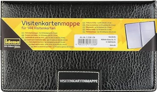 Idena - Visitenkartenmappe für 144 Karten, 11x19 cm, 1 Stück - Klassisch, Schwarz, Kunstleder, Geräumig, Geschäftspartner