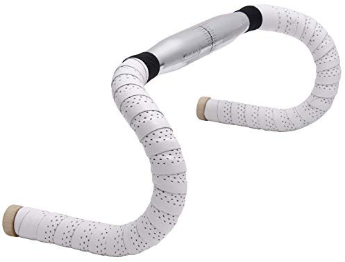 Gusti Echtleder Lenkerband Fahrrad - Fausto C. 200 cm Griffband Griff Bartape Fahrradzubehör Rennrad inkl Korken Lederband Lenker Weiß