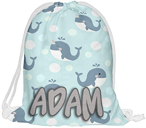 Kinder Turnbeutel mit Namen Beutel Fullprint Tasche Gymsac Jutebeutel Print Bag Fitness Wal [010]