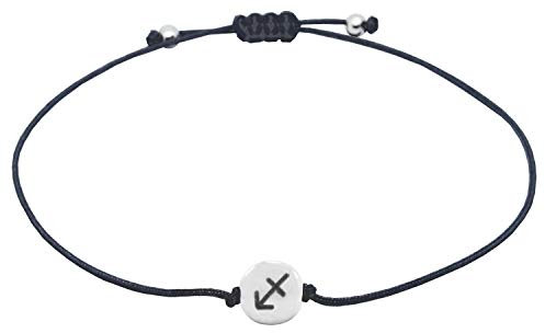 Selfmade Jewelry Armband Damen Silber Sternzeichen Größenverstellbares Makramee Armkettchen Handmade Inkl. Geschenk-Verpackung (Schütze)