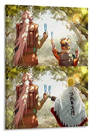 WETUO Naruto und Jiraiya Trauriges Poster, dekoratives Gemälde, Leinwand, Wandkunst, Wohnzimmer, Poster, Schlafzimmer, Malerei, 30 x 45 cm