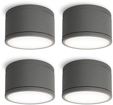 SSC-LUXon CELI-WX Bad IP44 Aufbauspot Set mit GX53 LED Lampe neutralweiß 3W wechselbar - 4x Deckenstrahler flach anthrazit 230V