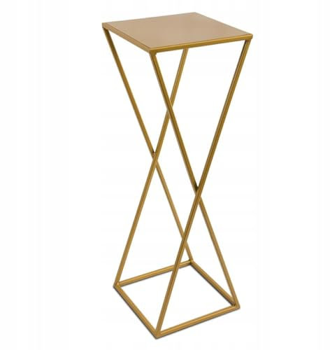 HowHomely Blumenständer Metall Gold 70 cm Hoch - Solider und Robuster Blumenhocker Metall - Pflanzenständer mit Geometrischem Design für die Dekoration in Wohnzimmer