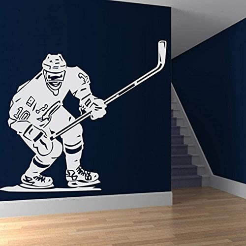 Eishockey-Spiel Wandaufkleber Abnehmbare Vinyl-Aufkleber Dekoration Wohnzimmer Schlafzimmer Wandtattoos 46X42Cm