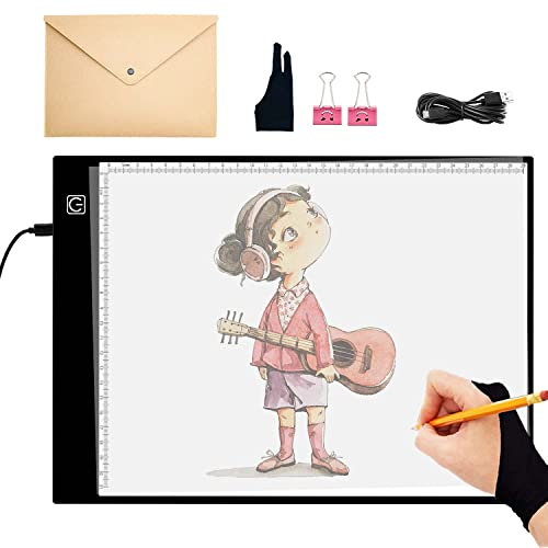 JHFart Leuchttisch A4S Lichttisch Licht pad für Artcraft Tattoo Aquarell Kopie Quilten Tracing Diamantmalerei Xray Pad mit Clips Handschuh und Aufbewahrungstasche