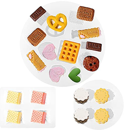 Achruor Lot de 3 Moule à Fondant DIY Waffle Biscuits Moule à Gâteau, Chocolat, Bonbons Pour Anniversaire Baptême Noël