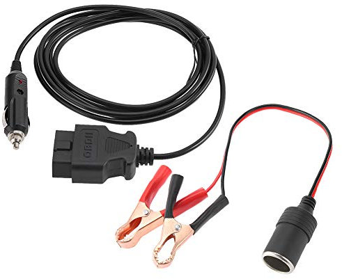 EVGATSAUTO Notstromversorgungskabel, ABS 12V OBD II ECU Kabel Verlängerungsbuchse Auto Memory Saver mit Clip 8A Sicherung Eingebaut