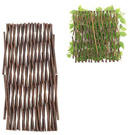 Rankgitter Holzzaun, Erweiterbar Pflanzengitter Spalier Rankhilfe Dekorative Pflanzengitter Ausziehbarer Scherenspalier Gitterzaun Massivholz Blumengitter Weidenzaun für Balkon Garten-40cmx20cm