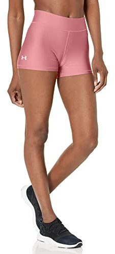 Under Armour Heatgear Armour Mid Rise Shorty Short Court, (697) Rose Elixir/Blanc, XS Femme