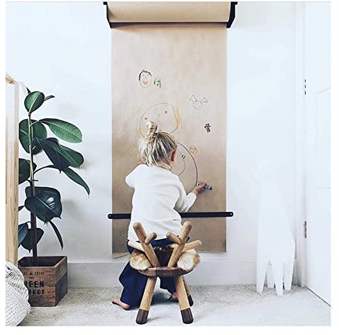 Kraftpapierspender Schwerlast Kraftpapier-Rolle Display für Wanddekoration/ Kunst Wandhalterung, Schwarz Stahlrahmen Kinder Doodle-Zeichenbrett, Höhe einstellbar ( Size : Steel Frame Wide-127cm/50in )