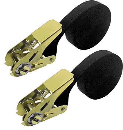 2 Stück 6m Schwarz Spanngurte mit Ratsche, Zurrgurte mit Ratsche Zurrkapazität 800kg Bruchfestigkeit 6 m x 25 mm für Motorrad, Auto, Anhänger, Zuhause