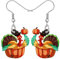 NEWEI Acryl Thanksgiving Anime Truthahn Huhn Ohrringe Für Frauen Kind Mode Charm Schmuck Geschenke (Farn)