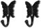 Mgoodoo Schmetterlingshaken für Wand, antike dekorative Wandhaken, 2 Stück, schwarze Zinklegierung, 56 x 35 mm, Haken zum Aufhängen mit Schrauben
