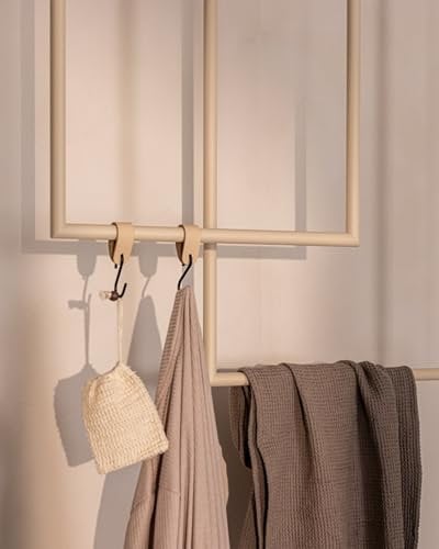 Metallbude Handtuchhalter TENSI - 2er Set Cashew - Deckenmontage - Pulverbeschichtetes Stahlrohr - Kratz-, Stoß- & Schlagfest - 60x50 cm & 80x50 cm