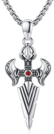 Pfeilspitze Kette 925 Sterling Silber Kreuz Halskette Viking Kette Keltische Vintage Anhänger Schmuck für Herren Männer Jungen Damen Teenager Geburtstagsgeschenk für Papa