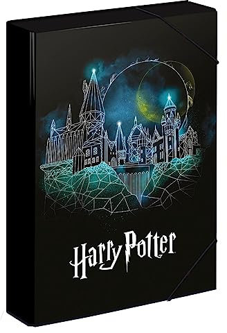 Baagl Boîte de classement pour cartable - Chemise A4 pour enfants avec élastique et rabat intérieur - Classeur avec élastique - Pour garçons et filles (Harry Potter)