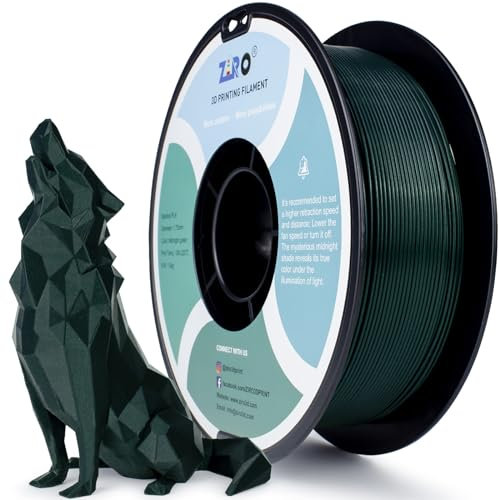 ZIRO 3D Drucker Filament Mystical Series 1.75mm PLA Filament, Glänzend Funkelndes PLA mit Feinerem Glitzer, 1kg/2.2lbs Spule, Passend für Die Meisten FDM 3D Drucker, Mitternachtsgrün