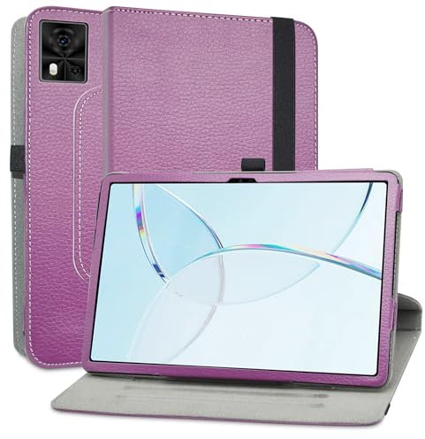 MAMA MOUTH Compatible con DOOGEE T10E Funda,Cuero Sintético Rotación de 360 Grados de Función de Soporte para DOOGEE T10E / Blackview Tab 80 / Blackview Tab 10 WiFi 10.1 Inch Tablet,Púrpura
