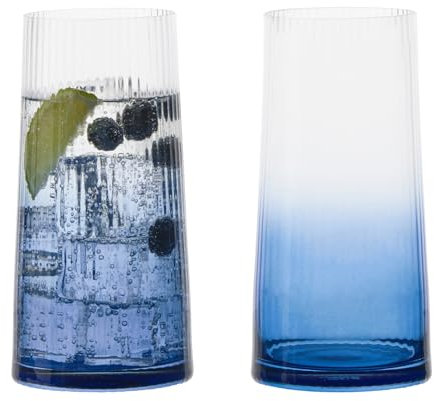 Anton Studio Designs - Lot de 2 verres à motif hiball bleu Empire – Gobelets bleus élégants