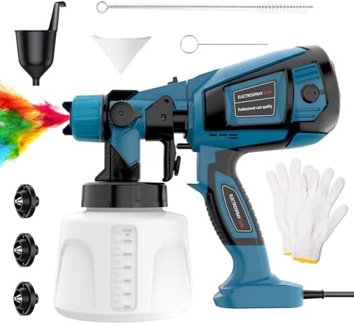 Pistola per Verniciare, HVLP 650W Pistola a Spruzzo per Verniciare, Verniciatore a Spruzzo a Batteria con Contenitore da 1400 ml,4 Ugelli e 3 Modalità,Electric Spray Paint System