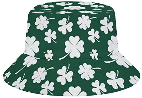 St. Patrick's Day Shamrock Fischerhut Strand Fischerhut für Damen Herren Sommer Sonnenhüte Reisen Outdoor Cap, St. Patrick's Day Kleeblatt 13, One size