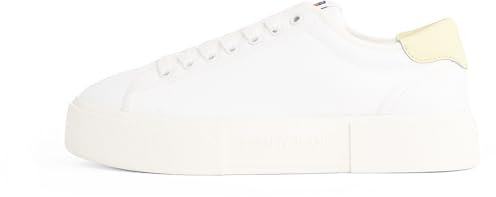 Tommy Jeans Canvas Sneaker Mujer Flatform elegante, Blanco (Ecru), 41