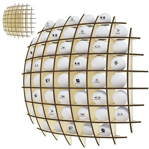Golfball-Display, bis zu 52 Stück, Golfballhalter, Wandmontage, Golfballregal für Golfliebhaber (Eiche)
