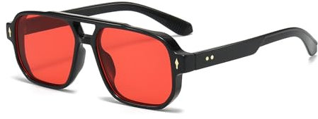 YAMEIZE Retro Pilot Double Bridge Rechteck - Sonnenbrille für Damen Herren Klassischer Style Quadrat Vintage Brillen UV400 Schutz Fahren Outdoor