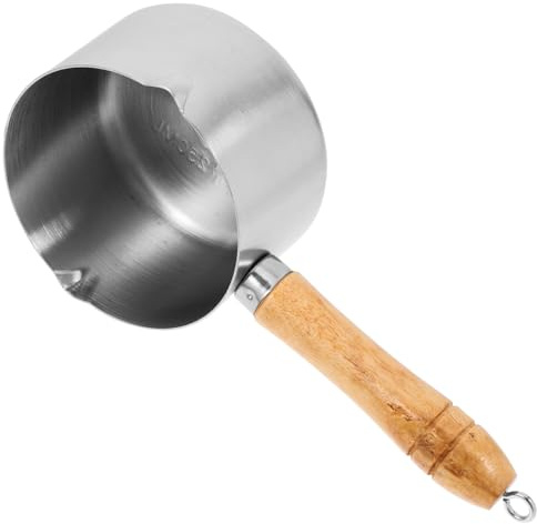 Ciieeo Stainless Steel Small Milk Pot Spout 250ml Mini Sauce Pan Non-Stick Metal Oil Pot for Kitchen Use Single Piece