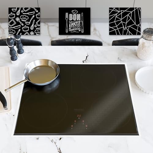 Induction Hob Protector Mat | Large 61x53cm | Multifunctional Heat Resistant Silicone Mat Kitchen Worktop Protector Hob Cover | BPA Free | Scratch Protector for Induction Hob - Kinway (Black Design)