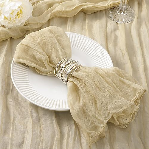Stoffservietten, 50er-Pack, Champagner, Boho-Gaze, Käse, Großpackung mit 50 weichen Servietten aus Baumwollleinen, 53,3 x 53,3 cm, für Hochzeiten, Brautpartys, den täglichen Gebrau