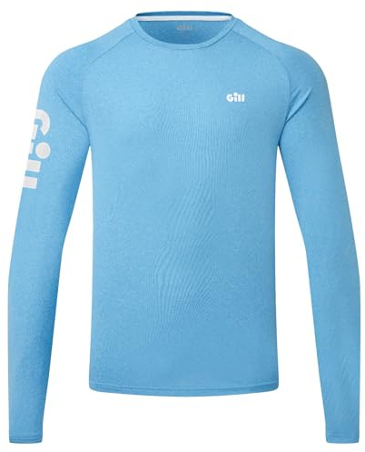 Gill Fishing Mens Infinity Long Sleeve Top - UPF 50+ Sun Protection, Quick Dry & Moisture Wicking (Mid Blue, M)