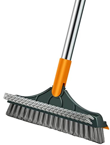 3-in-1-Duschschrubber-Reinigungsbürste mit langem Griff, 44 Zoll Schrubber mit Wasserschieber,120° drehbarer Duschbodenschrubber zur Reinigung von Terrasse Fliesen Badezimmer