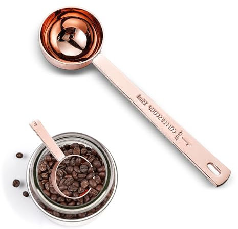 2 pack Tablespoon Measuring Spoon, 30ML 15ML Stainless Steel mirror polished Coffee Spoons,Coffee Scoop,Long Handled Tablespoon,Suitable for Grinding Coffee,Powder (rose gold, 15ml)