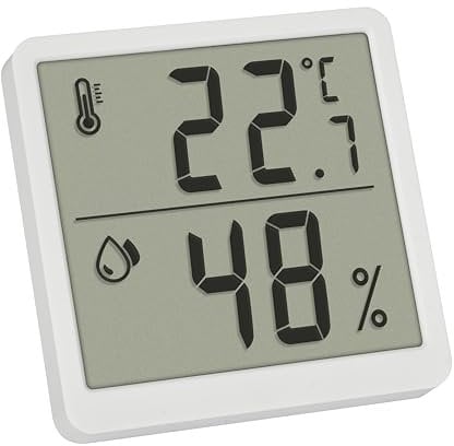 TFA Dostmann Termoigrometro digitale interno, termometro e umidità, termometro per ambiente,30.5059.02,per controllo climatico, magentico da posizionare, misuratore di umidità, bianco