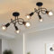 Feuerblitz Schwarz Deckenstrahler Vintage Deckenleuchte - 2 Stück Deckenlampe E14 Wandleuchte 3 Flammig Retro Küchenlampe Strahler für Wohnzimmer Schlafzimmer Flur Ohne Leuchtmittel