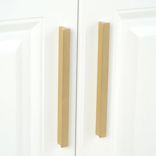 Tiradores de latón macizo dorado vintage para gabinete, paquete de 2 tiradores de cocina de cobre cepillado con tornillos centrales de 32 850 mm