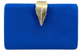 MODELISA - Bolso Clutch Cartera De Mano Hoja Cadena Hombro Fiesta Noche Boda Evento Novia Mujer (Azul)