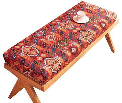 Möbelbankauflage 2 oder 3 Sitzer Innen 5cm dick Fenstersitzkissen mit Reißverschluss Schuhbank Lange Stuhlauflage mit Rutschfester Unterseite für Schaukel Esszimmerstuhl (90x30x5cm, Style1)