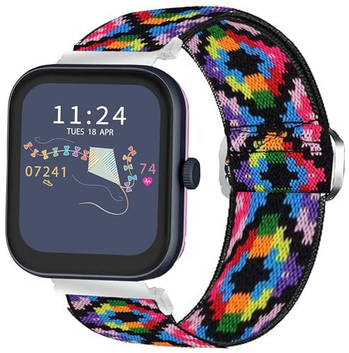Bleushaweu for RADLEY Series Smartwatch 18mm 20mm 22mm Quick Release Stretch Elastics Nylon Adjustable Replacement Strap Accessories Compatible for RADLEY Series 32/20/28/19/46/10 (Colorful, 18mm)