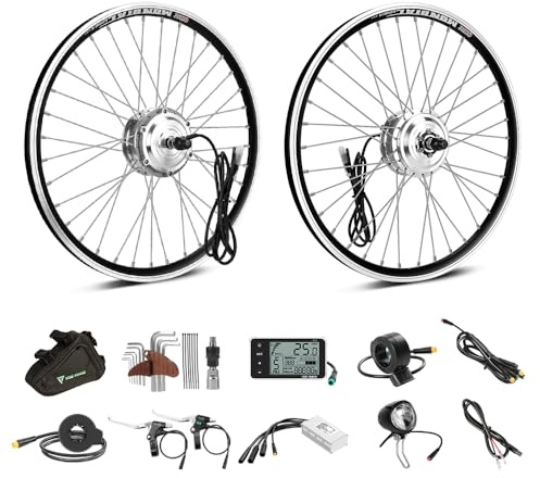 SHIMOST 20/24/26/27.5/28 inch 700C E-Bike conversion kit 36V250W front hub motor for bicycle front wheel with Controller, LCD, PAS sensor, thumb gas