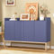 EABYMOR Sideboard Blau, 4-Türiger Griffloser Buffetschrank, 120 × 30 × 80 cm, Moderne Stauraumschrank, Verstellbare Ablagen, Anrichte,für Wohnzimmer, Esszimmer und Küche,Dunkelblau (Blau)
