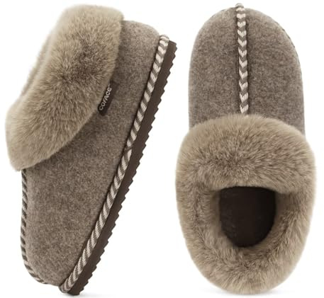 COFACE Damen Hausschuhe Bequem Memory Foam Filz Slippers Winter Größe 36-43
