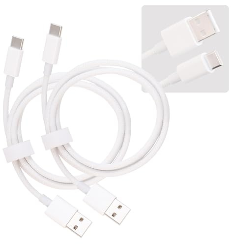 2 Stück MAAS USB Ladekabel USB-A nach USB-C - weiß - Nylon geflochten - Länge 1m - Für Iphone und Android phone mit USBC - IOS und Android Carplay geeignet