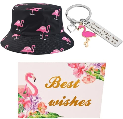 WangVipfei 3 Flamingo Geschenk, Flamingo Schlüsselanhänger, Aufmunterung Geschenke, Weihnachts-Adventskalender-Geschenkset, Kette