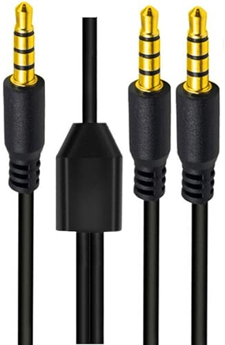 SHANFEILU Cavo audio splitter per cuffie da 3,5 mm, jack stereo TRRS a 4 poli, 0,9 m | Cavo AUX TRRS a 4 poli da 3,5 mm a 4 poli da 1 maschio a 2 maschi da 0,3 cm per laptop, MP3, auricolari, altoparlanti, 1 m