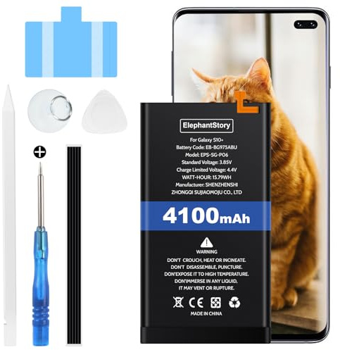 Elephantstory Akku für Samsung Galaxy S10 Plus | Leistungsrückgewinnung, Austauschaufschub, Einfacher Selbsttausch, Hoher Kapazität Erzatzakku mit Reparaturwerkzeugen